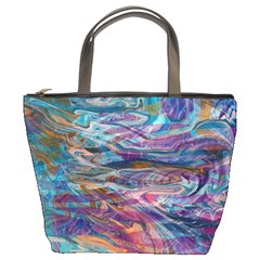 Abstarct Cobalt Waves Bucket Bag by kaleidomarblingart