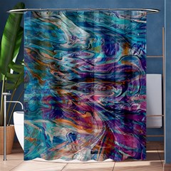 Abstarct Cobalt Waves Shower Curtain 60  X 72  (medium)  by kaleidomarblingart