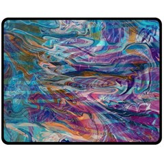 Abstarct Cobalt Waves Two Sides Fleece Blanket (medium) by kaleidomarblingart