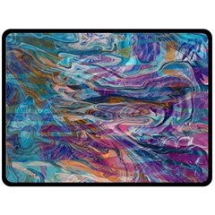 Abstarct Cobalt Waves Two Sides Fleece Blanket (large) by kaleidomarblingart