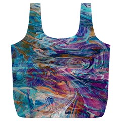 Abstarct Cobalt Waves Full Print Recycle Bag (xxl) by kaleidomarblingart