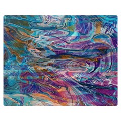 Abstarct Cobalt Waves Premium Plush Fleece Blanket (medium) by kaleidomarblingart