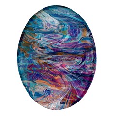 Abstarct Cobalt Waves Oval Glass Fridge Magnet (4 Pack) by kaleidomarblingart