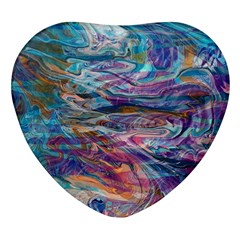 Abstarct Cobalt Waves Heart Glass Fridge Magnet (4 Pack) by kaleidomarblingart