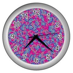 Colorful Cosutme Collage Motif Pattern Wall Clock (silver) by dflcprintsclothing