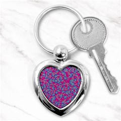 Colorful Cosutme Collage Motif Pattern Key Chain (heart) by dflcprintsclothing