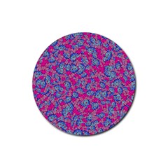 Colorful Cosutme Collage Motif Pattern Rubber Coaster (round) by dflcprintsclothing