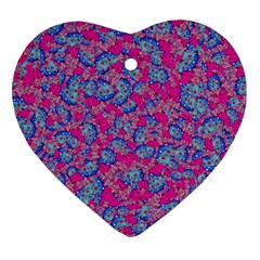 Colorful Cosutme Collage Motif Pattern Heart Ornament (two Sides) by dflcprintsclothing