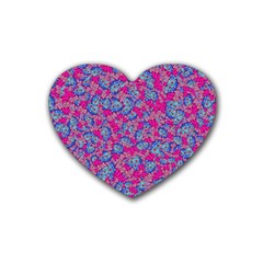 Colorful Cosutme Collage Motif Pattern Rubber Coaster (heart) by dflcprintsclothing