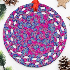 Colorful Cosutme Collage Motif Pattern Round Filigree Ornament (two Sides) by dflcprintsclothing