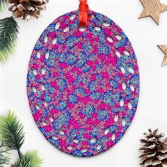 Colorful Cosutme Collage Motif Pattern Ornament (oval Filigree) by dflcprintsclothing