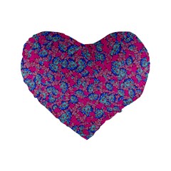 Colorful Cosutme Collage Motif Pattern Standard 16  Premium Heart Shape Cushions by dflcprintsclothing