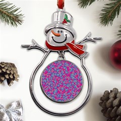 Colorful Cosutme Collage Motif Pattern Metal Snowman Ornament by dflcprintsclothing