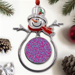 Colorful cosutme collage motif pattern Metal Snowman Ornament Front