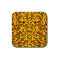 Blooming Flowers Of Lotus Paradise Rubber Coaster (square) by pepitasart