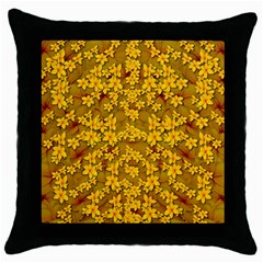 Blooming Flowers Of Lotus Paradise Throw Pillow Case (black) by pepitasart