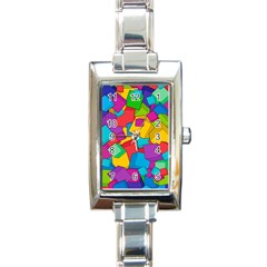 Abstract Cube Colorful  3d Square Pattern Rectangle Italian Charm Watch by Cemarart