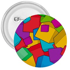 Abstract Cube Colorful  3d Square Pattern 3  Buttons by Cemarart