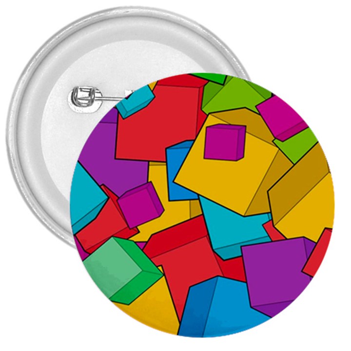 Abstract Cube Colorful  3d Square Pattern 3  Buttons