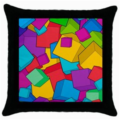 Abstract Cube Colorful  3d Square Pattern Throw Pillow Case (black) by Cemarart