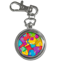 Abstract Cube Colorful  3d Square Pattern Key Chain Watches by Cemarart