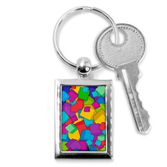 Abstract Cube Colorful  3d Square Pattern Key Chain (rectangle) by Cemarart