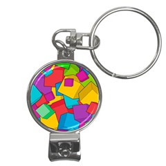 Abstract Cube Colorful  3d Square Pattern Nail Clippers Key Chain by Cemarart