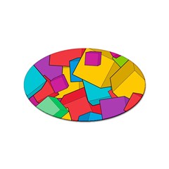 Abstract Cube Colorful  3d Square Pattern Sticker (oval) by Cemarart