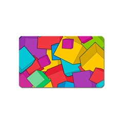 Abstract Cube Colorful  3d Square Pattern Magnet (name Card) by Cemarart