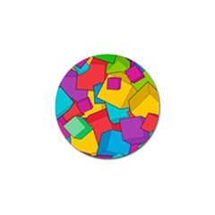 Abstract Cube Colorful  3d Square Pattern Golf Ball Marker (4 Pack) by Cemarart