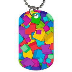 Abstract Cube Colorful  3d Square Pattern Dog Tag (two Sides) by Cemarart