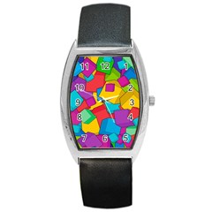 Abstract Cube Colorful  3d Square Pattern Barrel Style Metal Watch by Cemarart