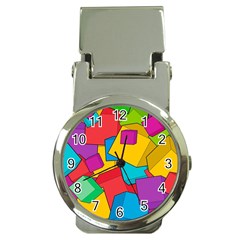 Abstract Cube Colorful  3d Square Pattern Money Clip Watches by Cemarart