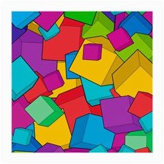 Abstract Cube Colorful  3d Square Pattern Medium Glasses Cloth by Cemarart