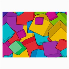 Abstract Cube Colorful  3d Square Pattern Large Glasses Cloth by Cemarart