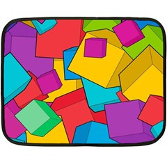 Abstract Cube Colorful  3d Square Pattern Fleece Blanket (mini) by Cemarart