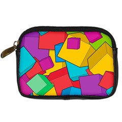 Abstract Cube Colorful  3d Square Pattern Digital Camera Leather Case by Cemarart