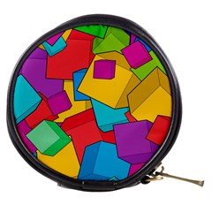 Abstract Cube Colorful  3d Square Pattern Mini Makeup Bag by Cemarart