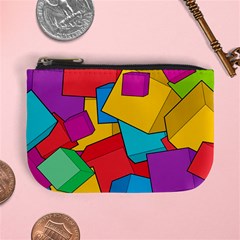 Abstract Cube Colorful  3d Square Pattern Mini Coin Purse by Cemarart