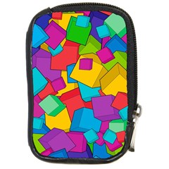 Abstract Cube Colorful  3d Square Pattern Compact Camera Leather Case by Cemarart