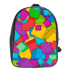 Abstract Cube Colorful  3d Square Pattern School Bag (large) by Cemarart