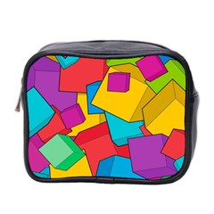 Abstract Cube Colorful  3d Square Pattern Mini Toiletries Bag (two Sides) by Cemarart