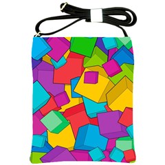 Abstract Cube Colorful  3d Square Pattern Shoulder Sling Bag by Cemarart