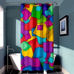 Abstract Cube Colorful  3d Square Pattern Shower Curtain 36  X 72  (stall)  by Cemarart