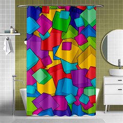 Abstract Cube Colorful  3d Square Pattern Shower Curtain 48  X 72  (small)  by Cemarart