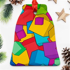 Abstract Cube Colorful  3d Square Pattern Bell Ornament (two Sides)