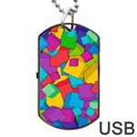 Abstract Cube Colorful  3d Square Pattern Dog Tag USB Flash (One Side) Front