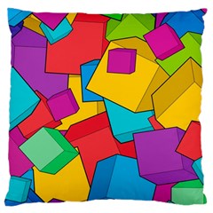 Abstract Cube Colorful  3d Square Pattern Large Cushion Case (two Sides) by Cemarart