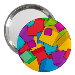 Abstract Cube Colorful  3d Square Pattern 3  Handbag Mirrors by Cemarart