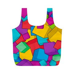 Abstract Cube Colorful  3d Square Pattern Full Print Recycle Bag (m) by Cemarart